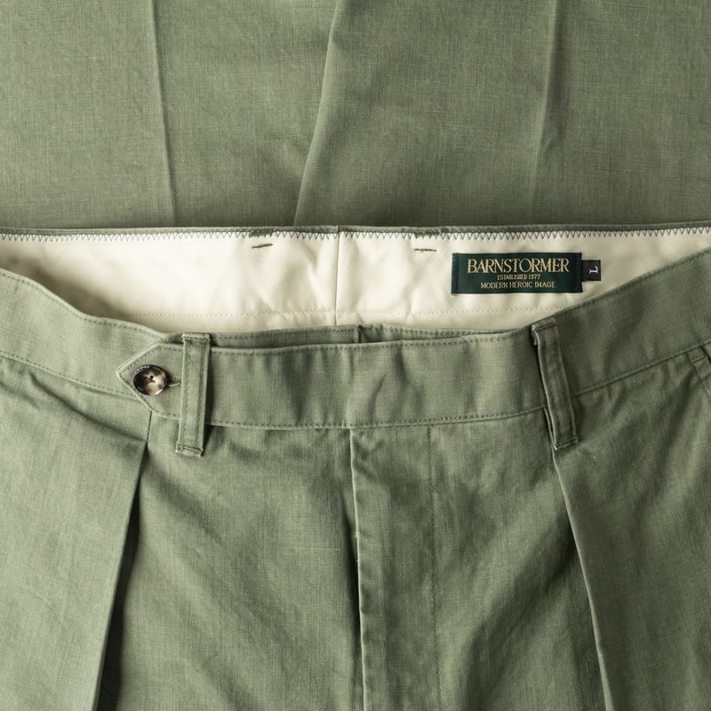 Image-Flâneurs_BARNSTORMER / 1510P Press Work Pants Olive_détail-ceinture