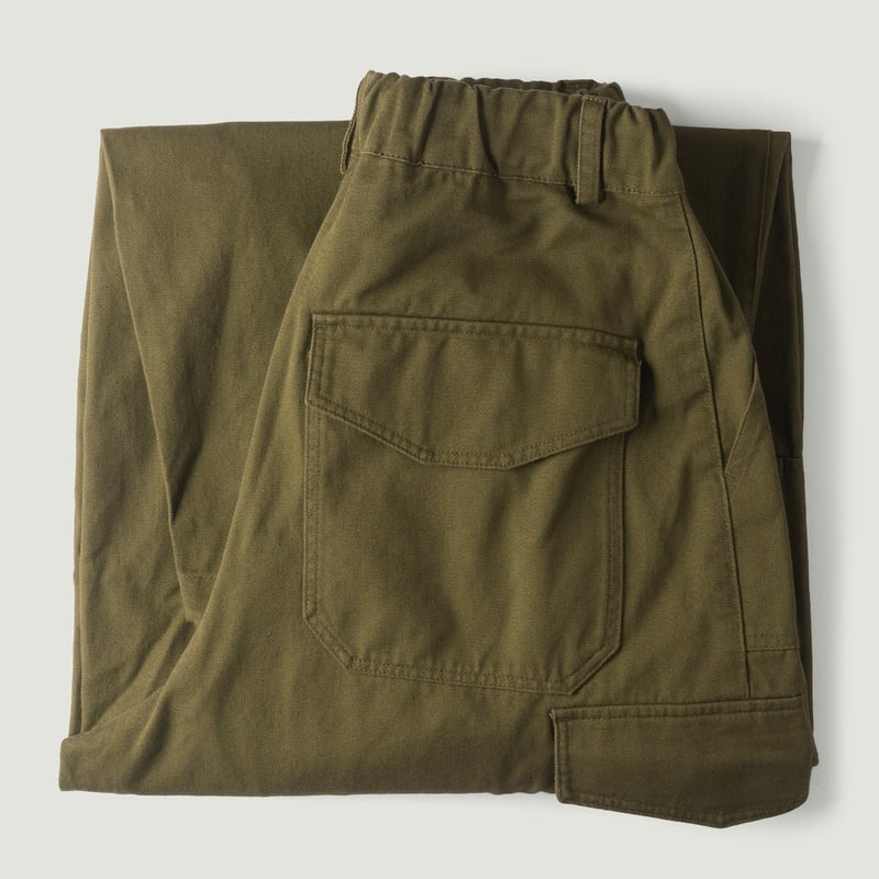 Olive Twill Cargo Balloon Pants