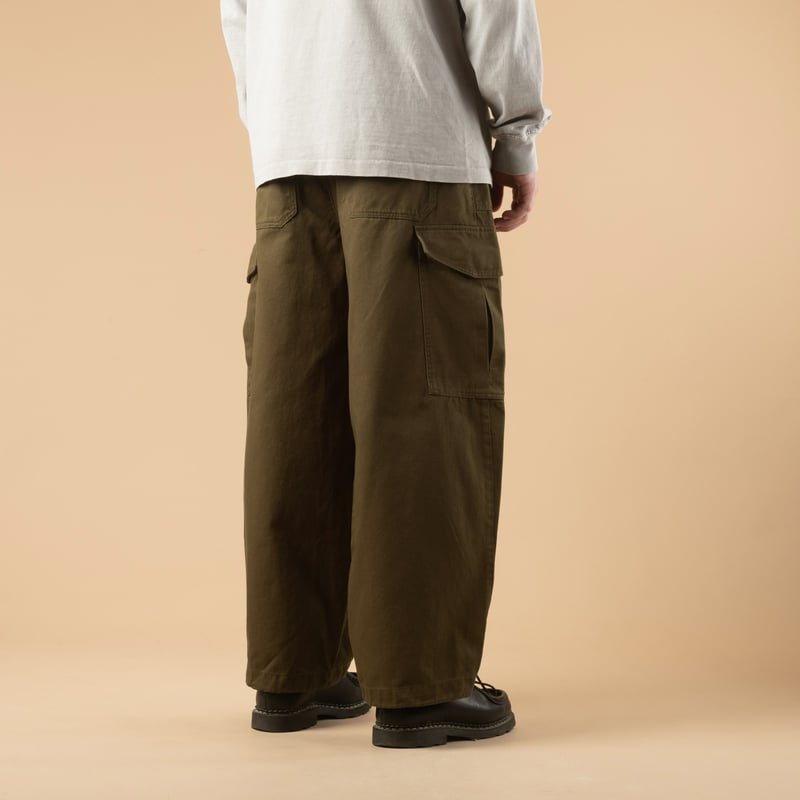 Olive Twill Cargo Balloon Pants
