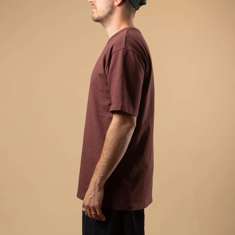 Image-Flâneurs_DUBBLE WORKS / Heavyweight Short Sleeve Tee Bordeaux_de-profil