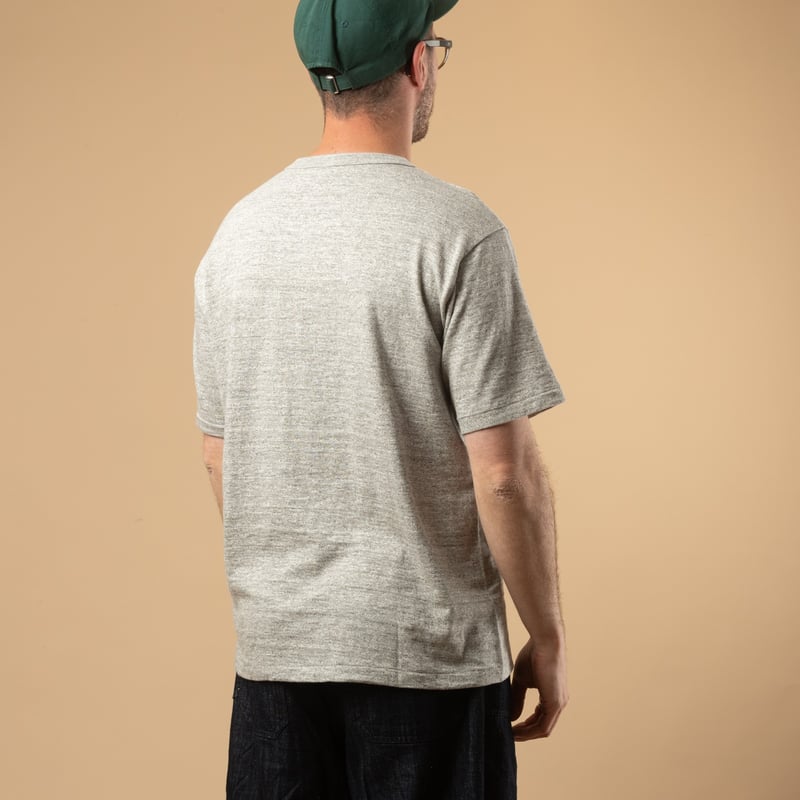 Image-Flâneurs_WAREHOUSE & CO. / Lot 4601 Henley Neck T-Shirt Heather Grey_de-dos