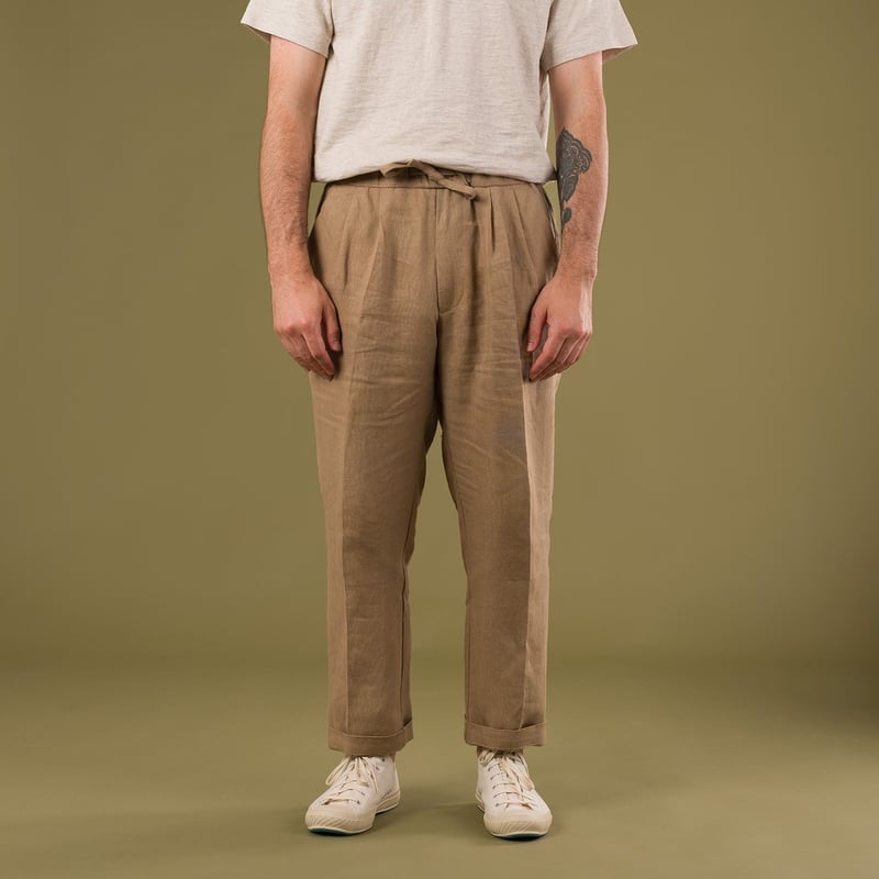INFORMALE x FLÂNEURS / T005 Linen Drawstring Trouser Mushroom