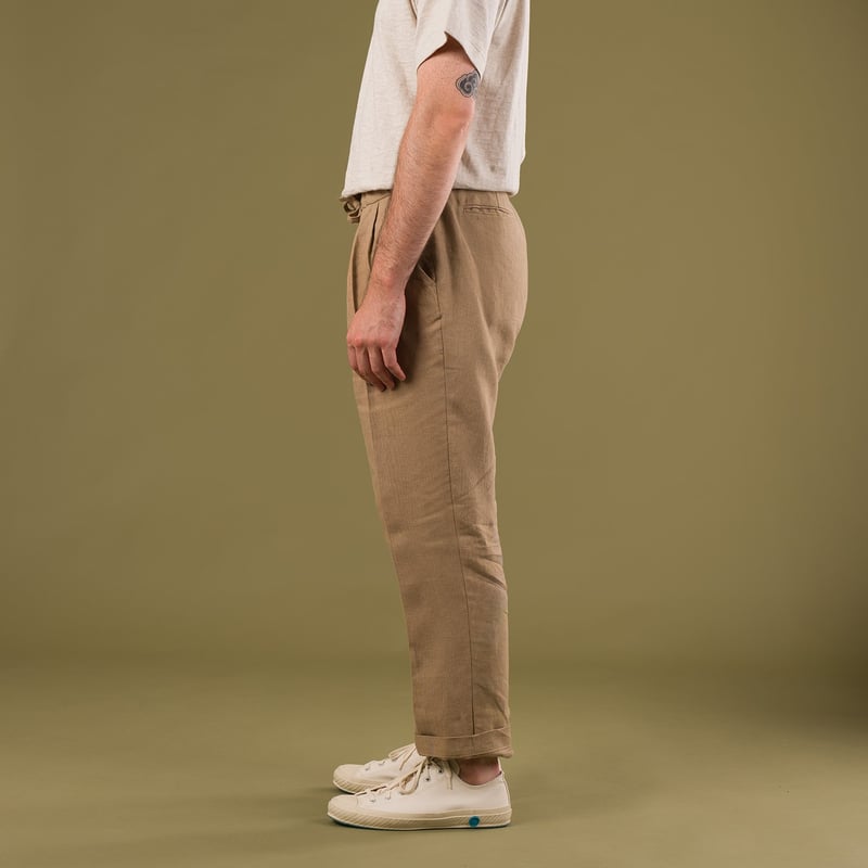 INFORMALE x FLÂNEURS / T005 Linen Drawstring Trouser Mushroom