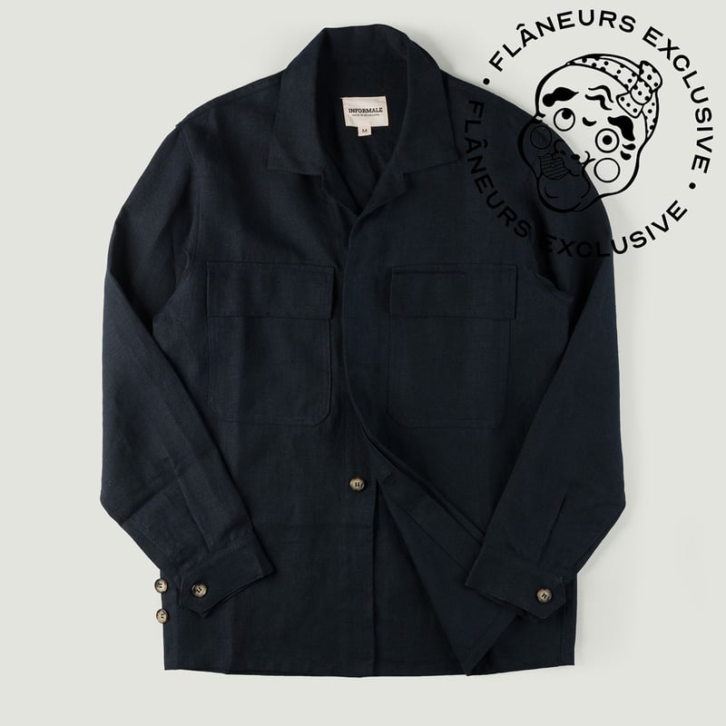 vignette INFORMALE x FLÂNEURS WS50 Linen Work Shirt Navy front