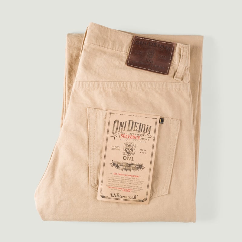 Image-Flâneurs_ONI DENIM / 200-8BE 8oz “Betacham” Beige Wide Straight_Vignette