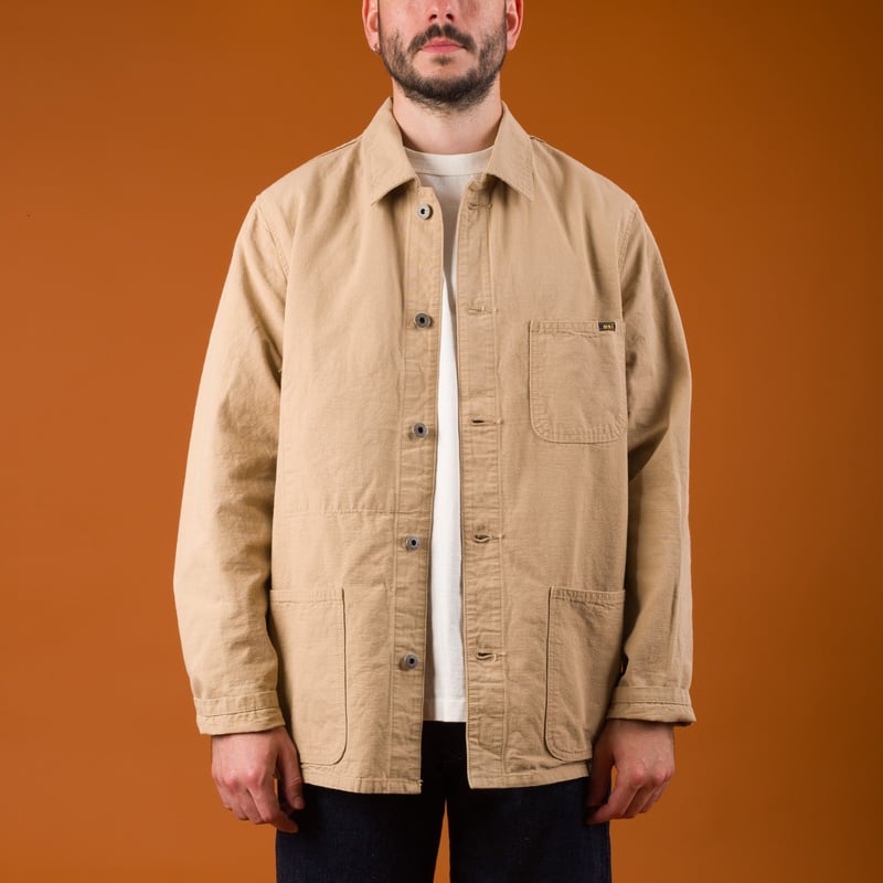 Image-Flâneurs_ONI DENIM / 03500-8BE 8oz "Betacham" Beige Selvedge Chambray Coverall_de-face