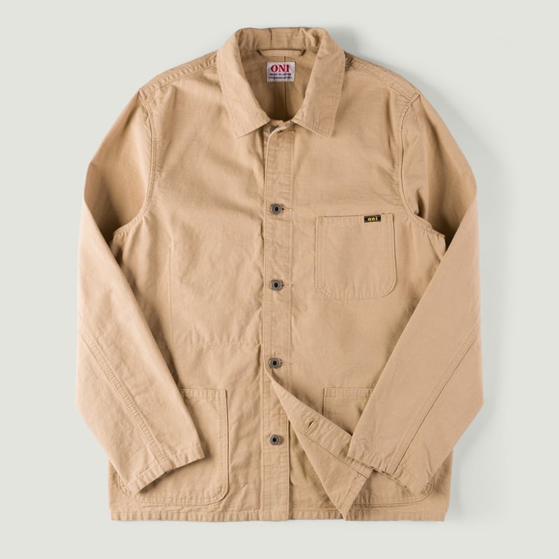 Image-Flâneurs_ONI DENIM / 03500-8BE 8oz "Betacham" Beige Selvedge Chambray Coverall_Vignette