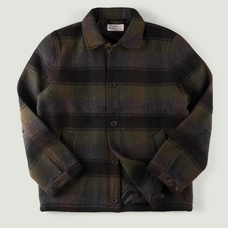 Image-Flâneurs_UNIVERSAL WORKS / Berlin Wool Check Wayfarer Jacket Black/Brown_Vignette