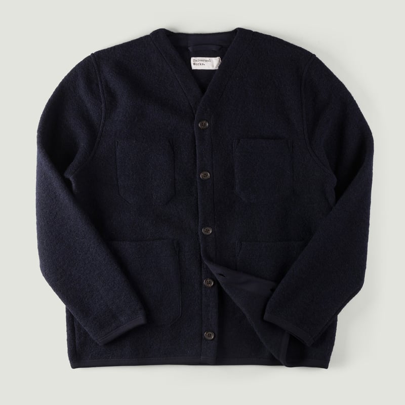 Wool Fleece Cardigan Navy