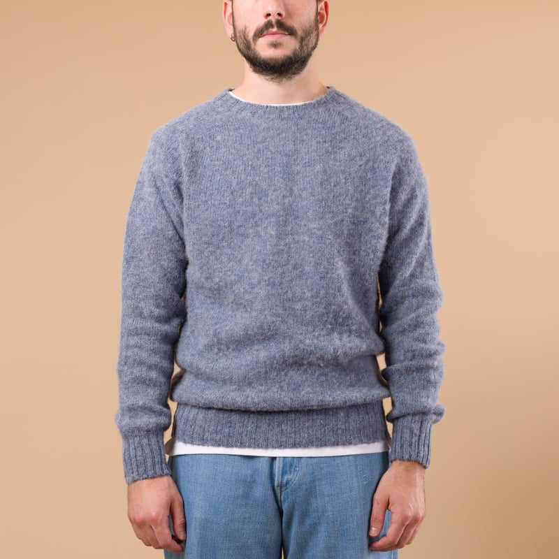 Harley Of Scotland X Flâneurs Shaggy Crew Neck Sweater Stonewash