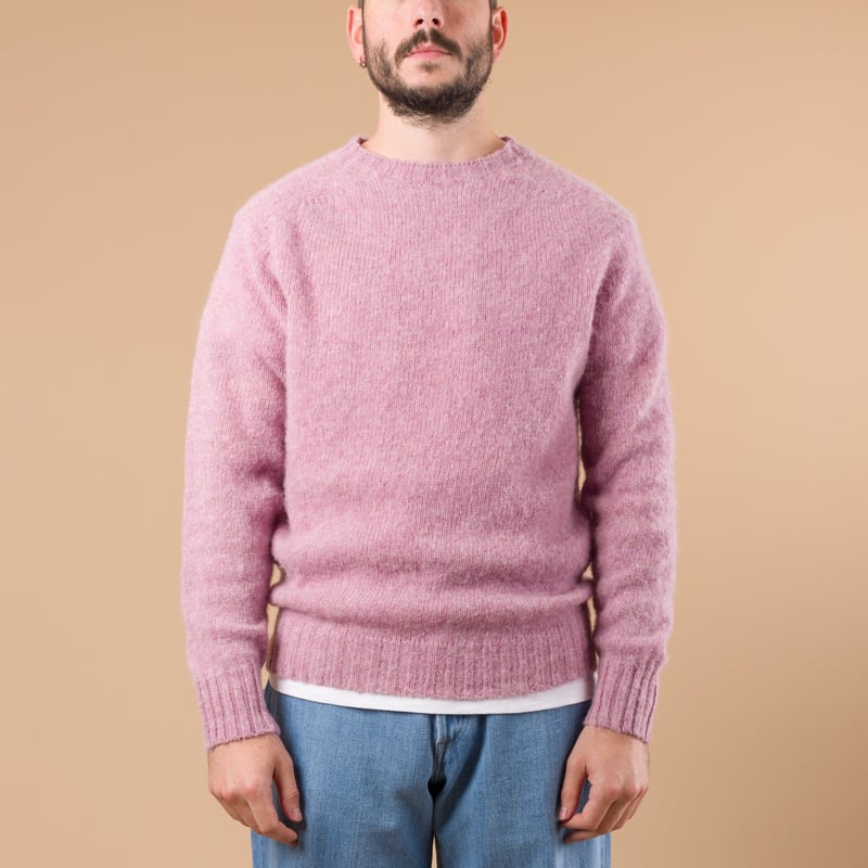 Harley Of Scotland X Flâneurs Shaggy Crew Neck Sweater Pink Lavender