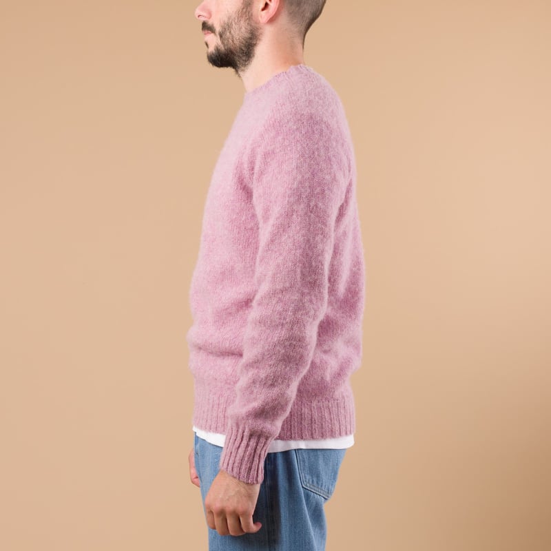 Harley Of Scotland X Flâneurs Shaggy Crew Neck Sweater Pink Lavender