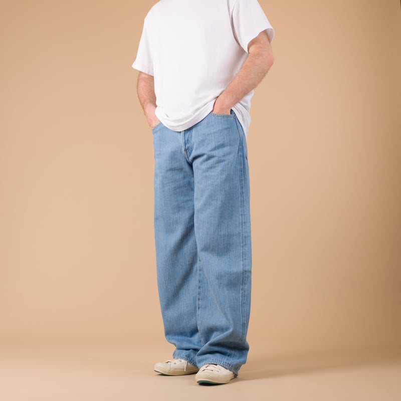 ONI DENIM 222-Kiraku-BB 12oz Super Wide Straight Bio Bleach Denim
