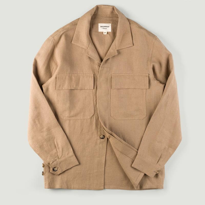 vignette INFORMALE x FLÂNEURS WS50 Linen Work Shirt Mushroom