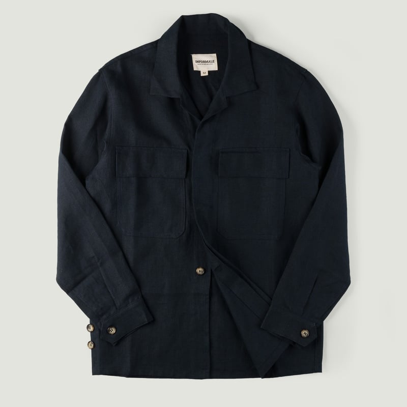 vignette INFORMALE x FLÂNEURS WS50 Linen Work Shirt Navy front