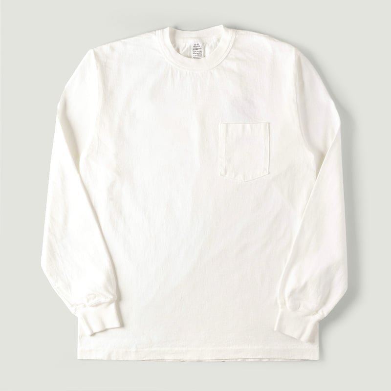 "SURE MFG" 7.5oz Pocket Long Sleeve Tee Off White