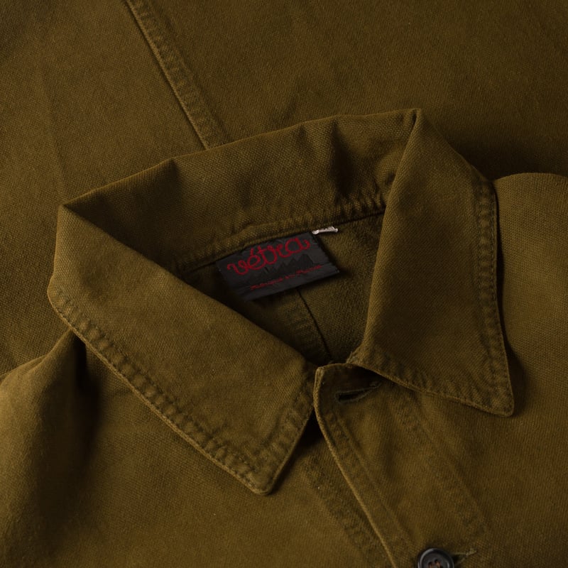 Image-Flâneurs_VETRA / Dark Khaki Brushed Canvas Weaved Jacket_detail-1