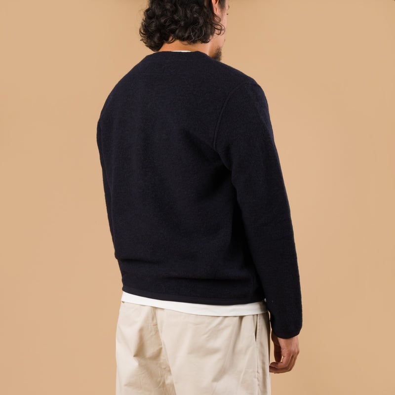 Wool Fleece Cardigan Navy