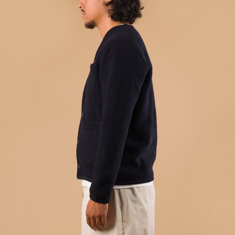Wool Fleece Cardigan Navy
