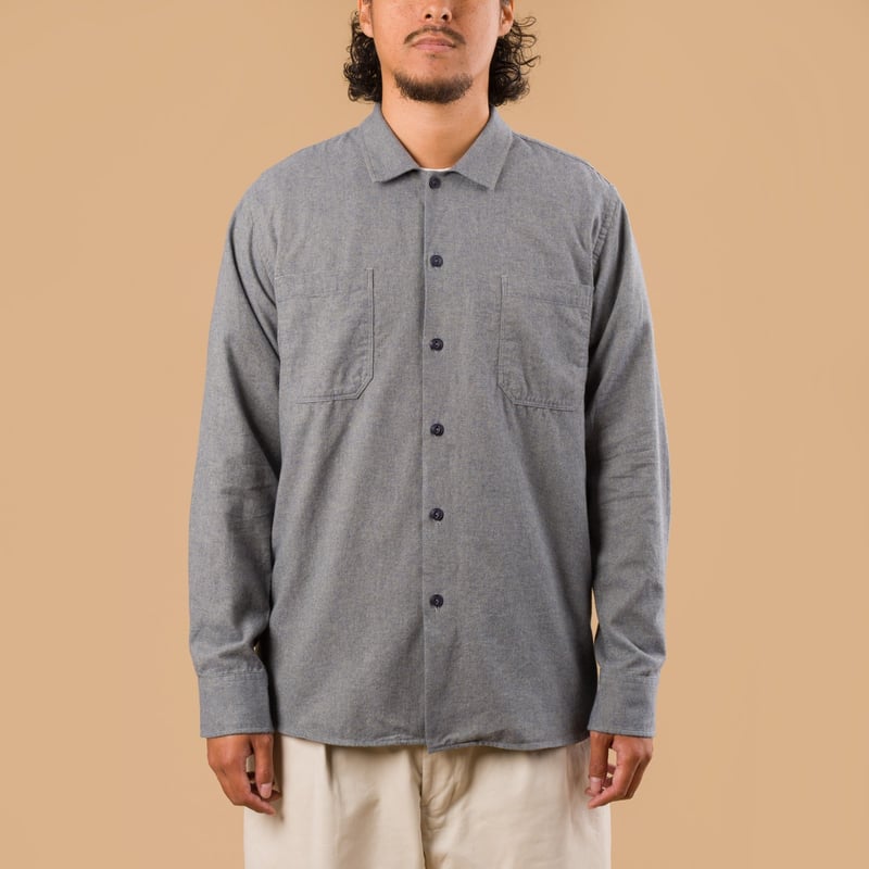 Brushed Flannel Work Shirt Navy