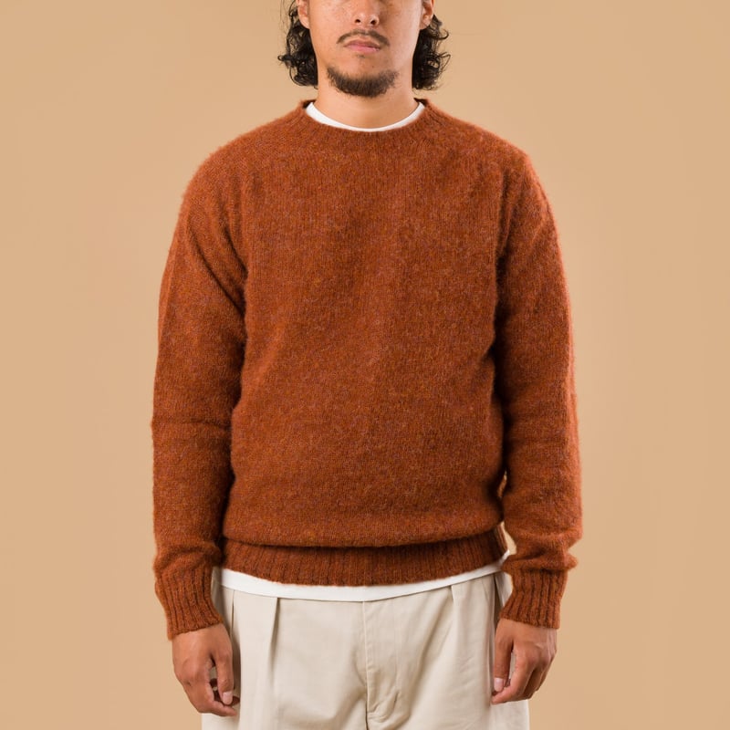 Harley Of Scotland X Flâneurs Shaggy Crew Neck Sweater Terracotta