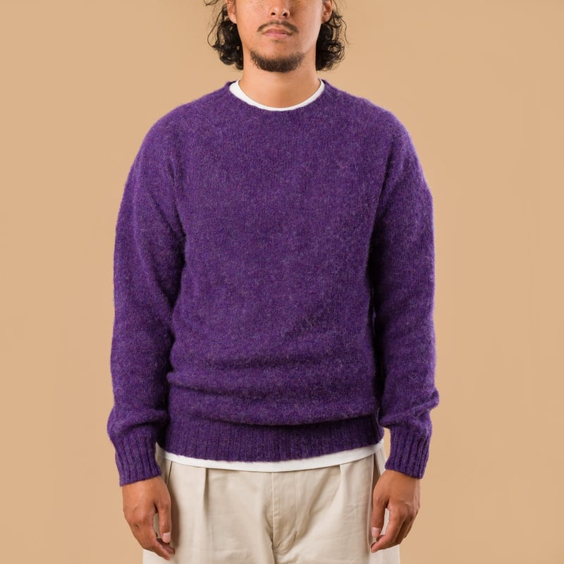 image portée de face pull HARLEY OF SCOTLAND X FLANEURS shaggy Crew Neck Rave