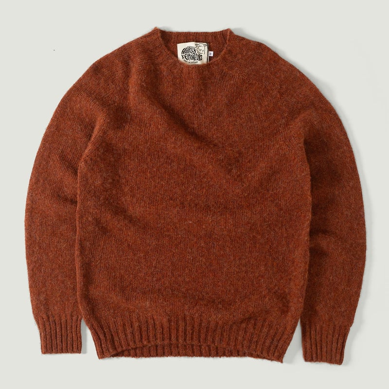 Harley Of Scotland X Flâneurs Shaggy Crew Neck Sweater Terracotta