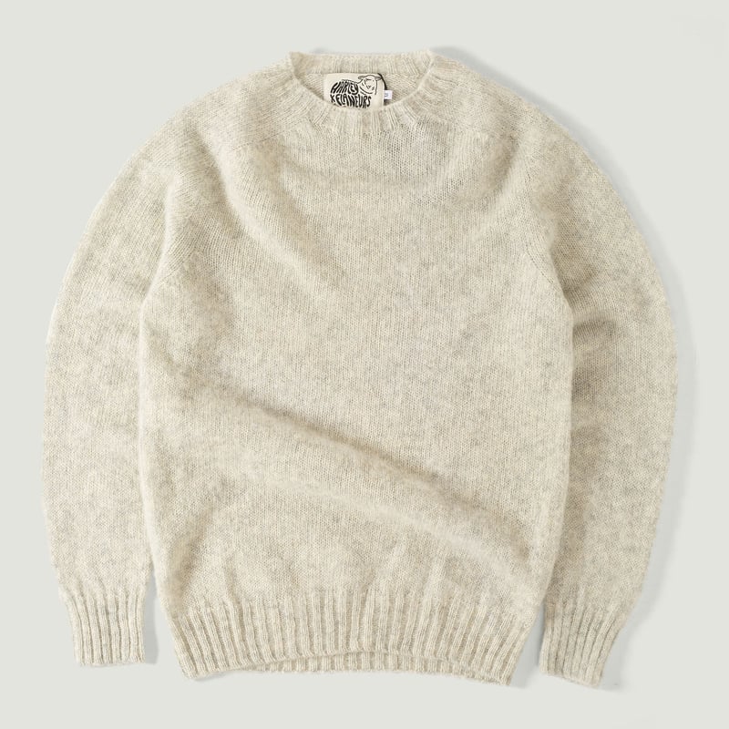image vignette Pull Harley Of Scotland X Flâneurs Shaggy Crew Neck Sweater Pearl