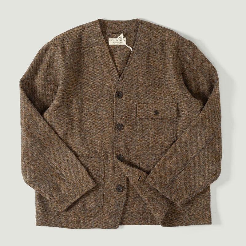 vignette UNIVERSAL WORKS x FLÂNEURS Harris Tweed Plaid Cabin Jacket Gold