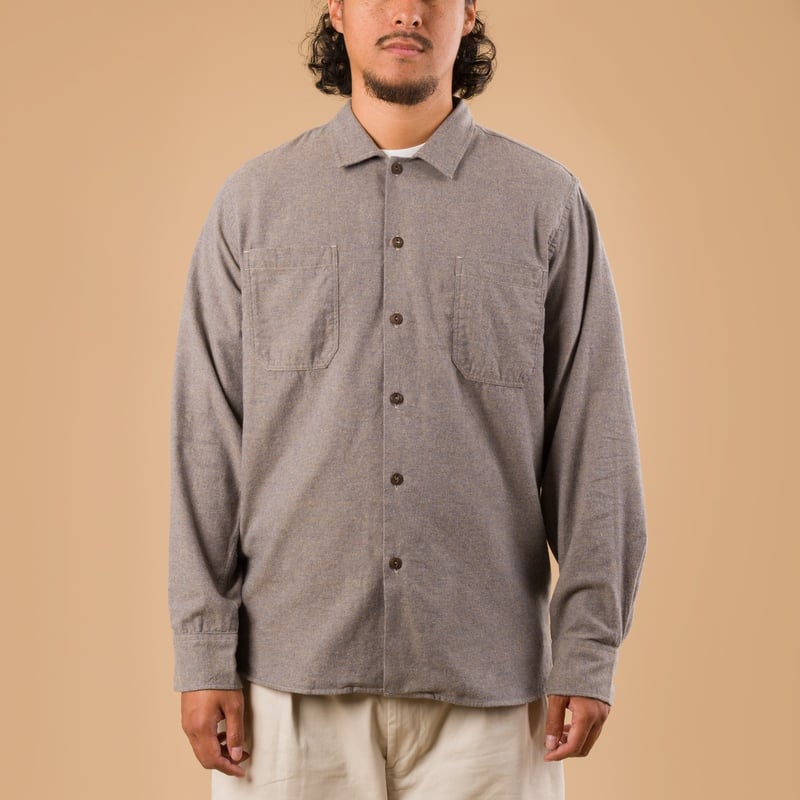 Brushed Flannel Work Shirt Brown