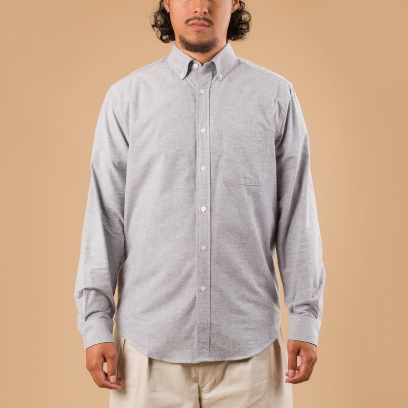 image porté de face flaneurs chemise PORTUGUESE FLANNEL Brushed Oxford Blue