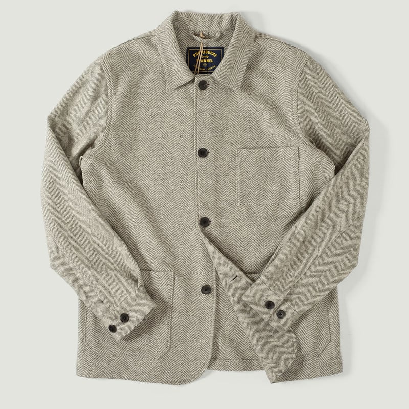 vignette dos flâneurs PORTUGUESE FLANNEL Labura Herringbone Wool Light Grey