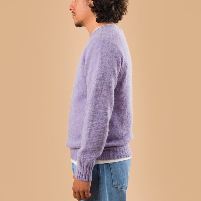 image porté de profil Pull Harley Of Scotland X Flâneurs Shaggy Crew Neck Sweater Lavender