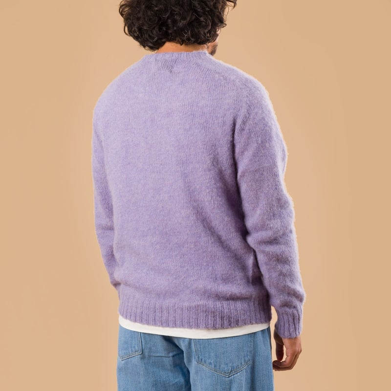 image porté de dos Pull Harley Of Scotland X Flâneurs Shaggy Crew Neck Sweater Lavender