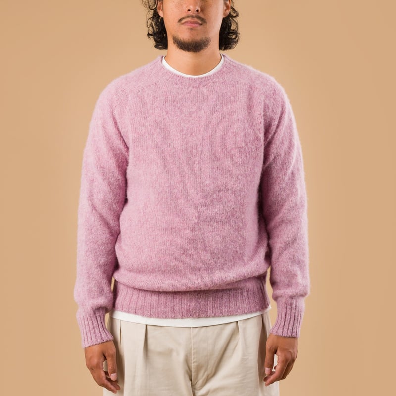 Harley Of Scotland X Flâneurs Shaggy Crew Neck Sweater Pink Lavender