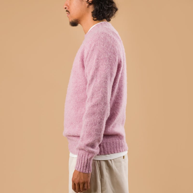 Harley Of Scotland X Flâneurs Shaggy Crew Neck Sweater Pink Lavender