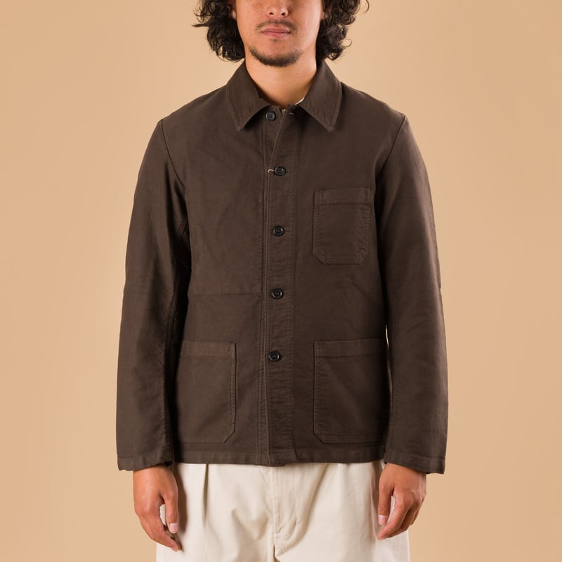 image flaneurs porté de face VETRA Truffle French Moleskin Weaved Jacket