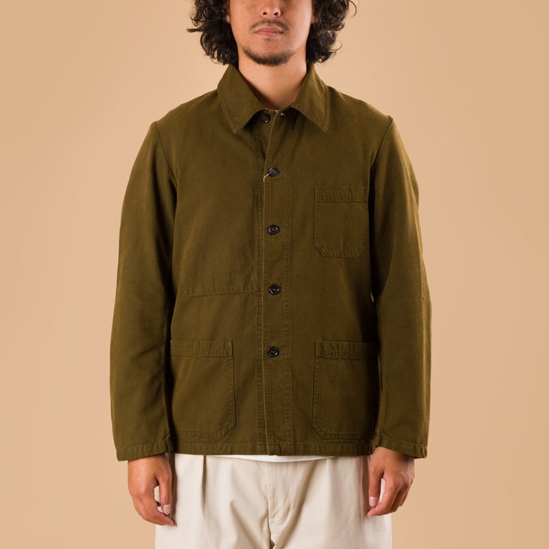 Dark Khaki Brushed Canvas Weaved Jacket