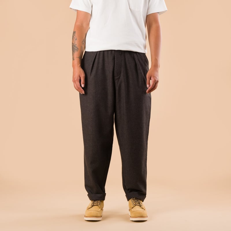 Upcycled It Tweed Pleated Track Pant Brown