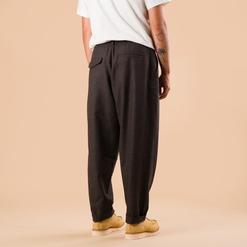 Upcycled It Tweed Pleated Track Pant Brown
