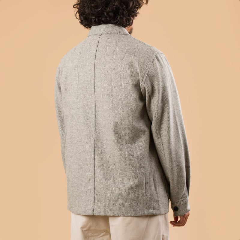image portée flâneurs PORTUGUESE FLANNEL veste Labura Herringbone Wool Light Grey