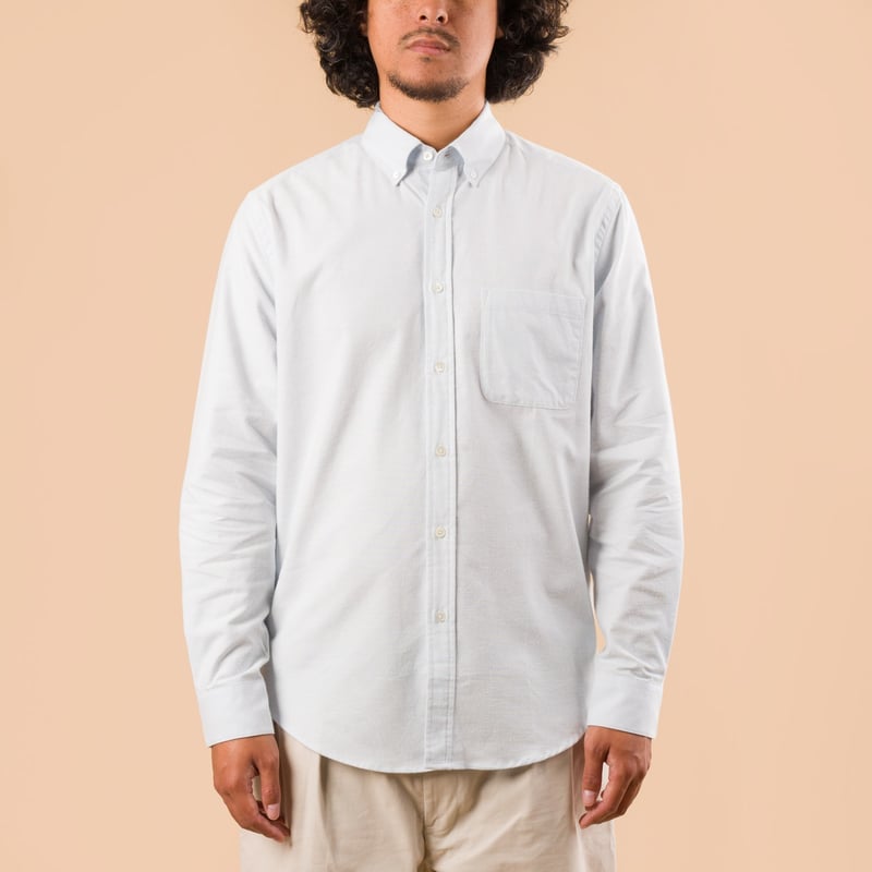 image de face flaneurs chemise PORTUGUESE FLANNEL Brushed Oxford Light Blue