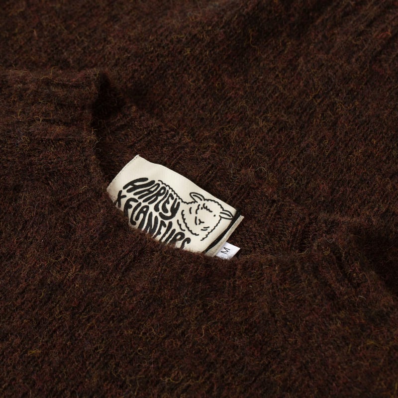 pull laine ecossais Harley of Scotland X Flâneurs détail mocha
