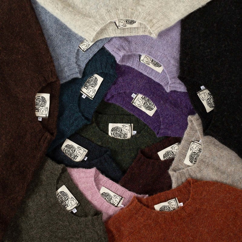Harley Of Scotland X Flâneurs Shaggy Crew Neck Sweater Mocha