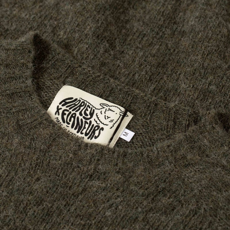 Harley Of Scotland X Flâneurs Shaggy Crew Neck Sweater Bog
