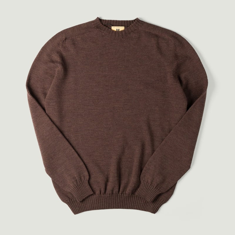 Image-Flâneurs_NITTO KNITWEAR / Pull Col Rond Aris Maille Jersey Café_Vignette