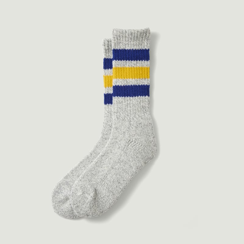 Image-Flâneurs_A/W25 ROTOTO / Oldschool Work Boot Socks Blue/Yellow_Vignette