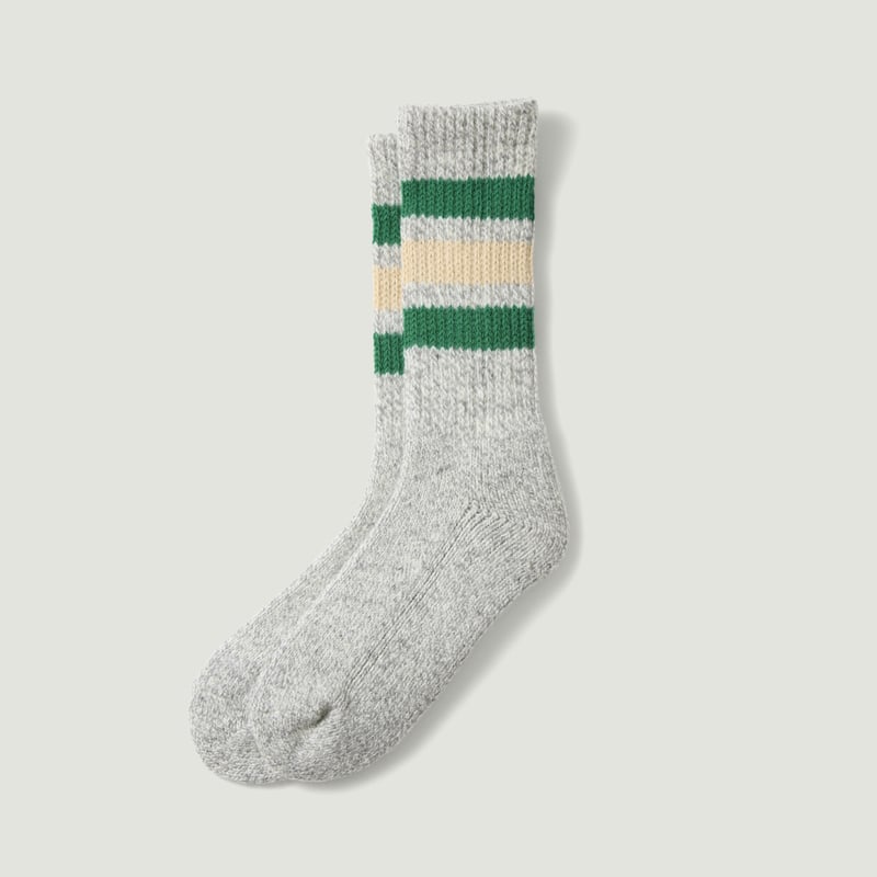 Image-Flâneurs_A/W25 ROTOTO / Oldschool Work Boot Socks Green/Ivory_Vignette