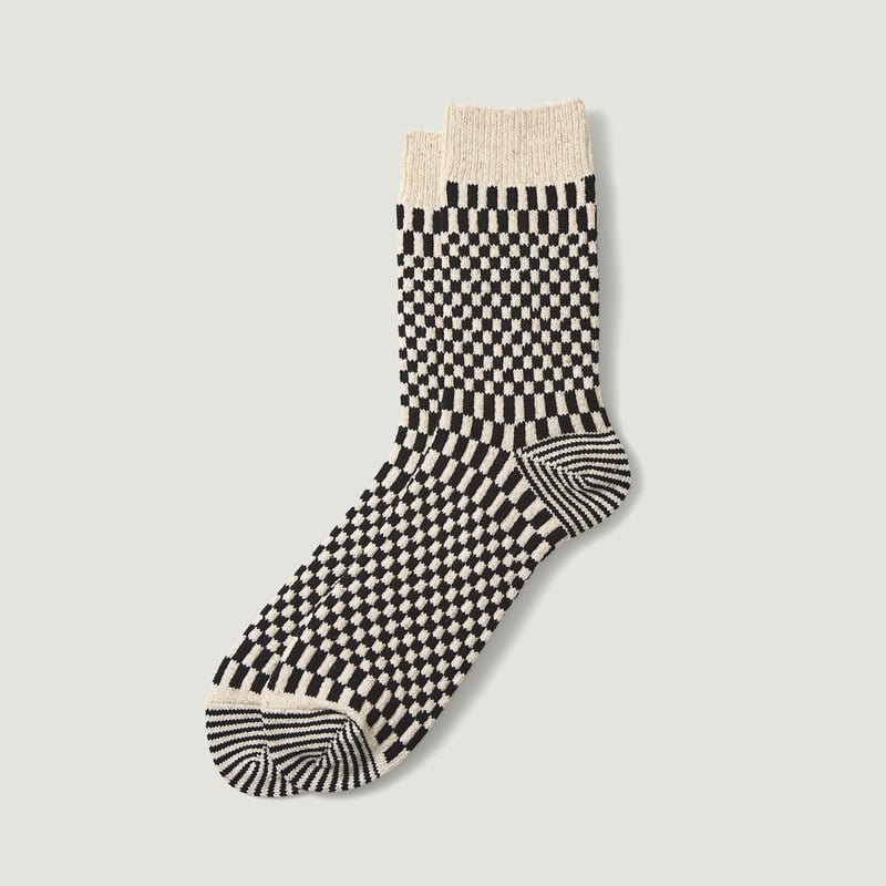 Image-Flâneurs_ROTOTO / Checkeboard Pattern Socks Black_Vignette