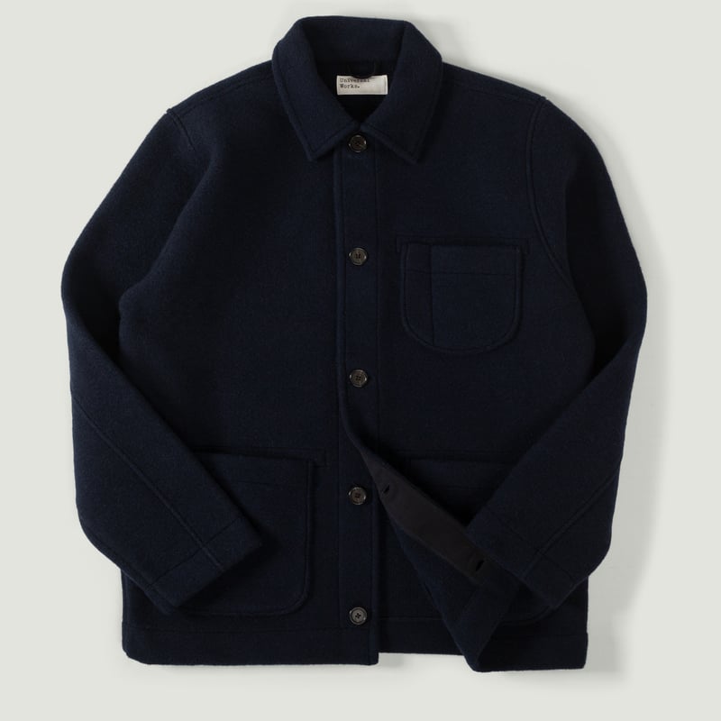 Vignettes flaneurs veste UNIVERSAL WORKS Field Jacket II Techno Melton Plain Navy